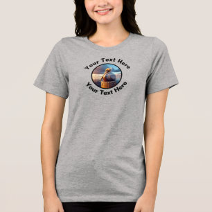 A Beautiful Brown Pelican with Custom Text Tri-Blend Shirt