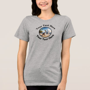 A Beautiful Brown Pelican with Custom Text Tri-Blend Shirt