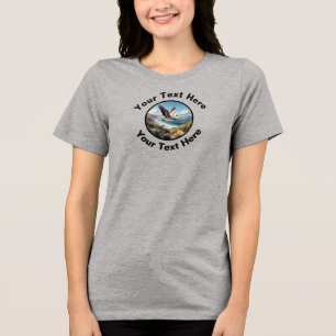 A Beautiful Brown Pelican with Custom Text Tri-Blend Shirt