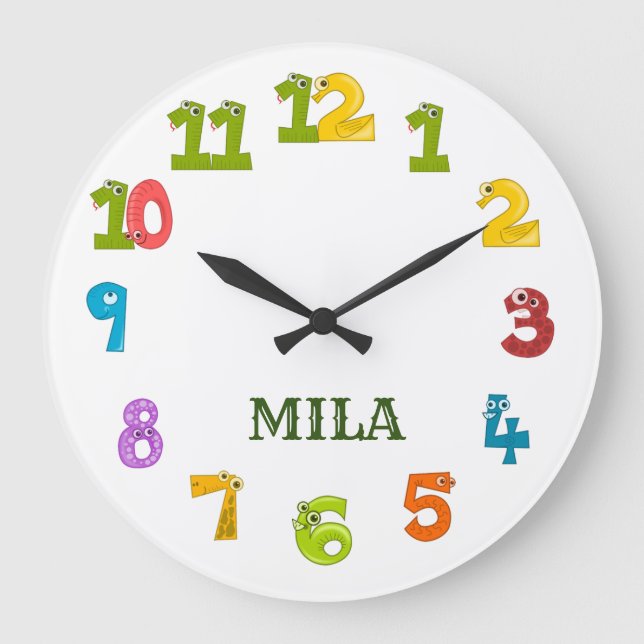 A beautiful children's watch with your name on it large clock (Front)