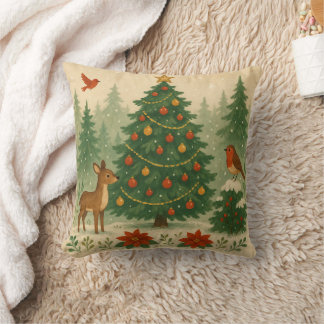 A beautiful Christmas tree in nature Cushion