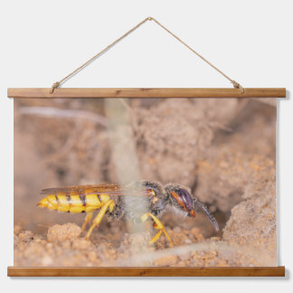 A beautiful close-up photograph of a wasp hanging tapestry