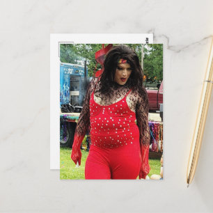 A Beautiful Colourful Drag Queen in Red Postcard