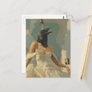 A Beautiful Crow in the Shower Collage Postcard