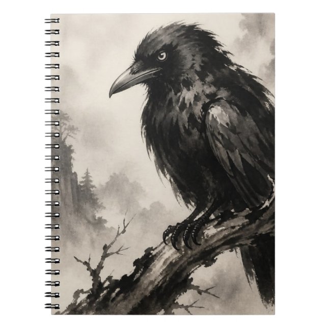 A Beautiful Crow On a Branch Notebook (Front)