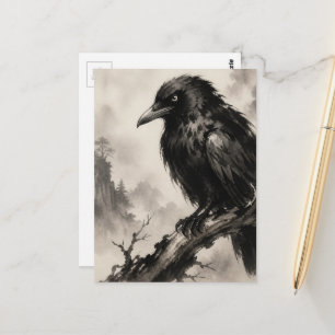 A Beautiful Crow On a Branch Postcard