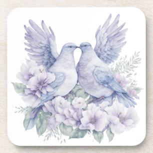 A Beautiful Dove Couple Watercolor Coaster