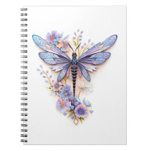 A beautiful dragonfly with gentle flowers notebook