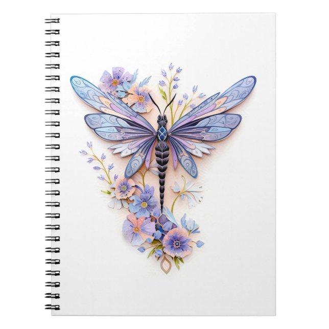 A beautiful dragonfly with gentle flowers notebook (Front)