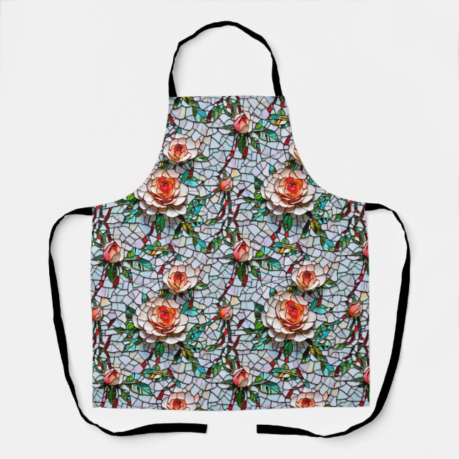 A Beautiful Faux Mosaic Floral Pattern Apron (Front)
