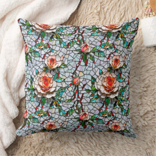 A Beautiful Faux Mosaic Floral Pattern Cushion