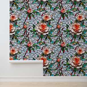 A Beautiful Faux Mosaic Floral Pattern Wallpaper