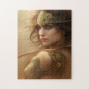 A beautiful female warrior in gold armour jigsaw puzzle