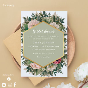 A beautiful floral greenery bridal shower  invitation