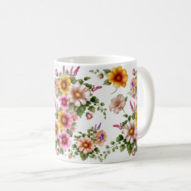 a beautiful flower design mug (Front Right)