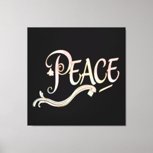 A beautiful, flowing script of the word "Peace" fe Canvas Print