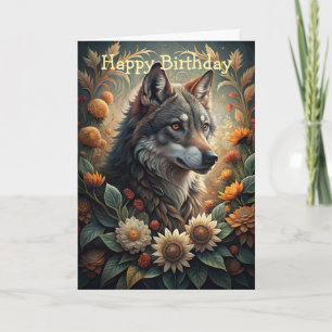 A Beautiful Forest Wolf Card