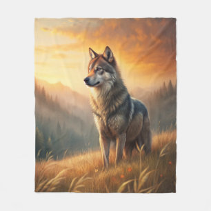 A Beautiful Forest Wolf Fleece Blanket