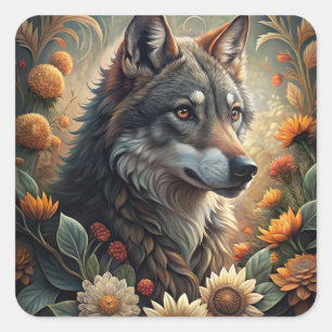 A Beautiful Forest Wolf Square Sticker