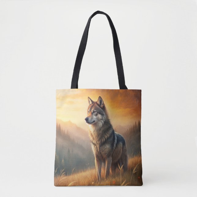 A Beautiful Forest Wolf Tote Bag (Front)