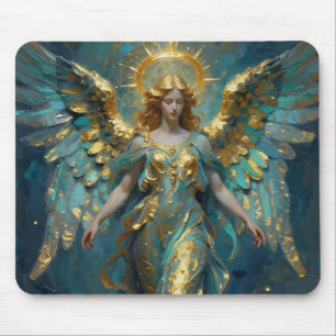 A Beautiful Gold and Turquoise Angel  Mouse Pad