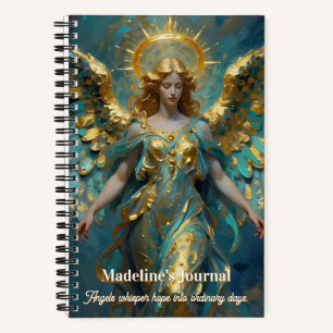 A Beautiful Gold and Turquoise Angel  Notebook