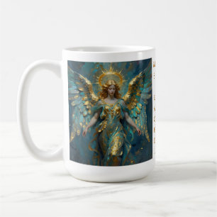 A Beautiful Gold and Turquoise Angel Personalized Coffee Mug