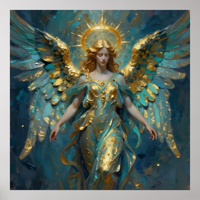 A Beautiful Gold and Turquoise Angel  Poster (Front)