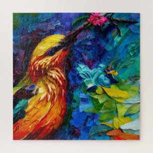 A Beautiful Hummingbird Mixed Media Painting Jigsaw Puzzle