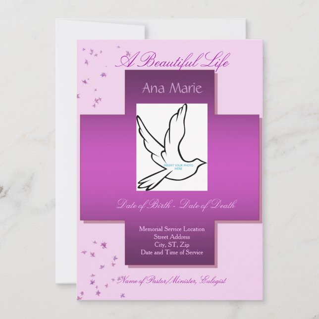 A Beautiful Life Funeral Invitation/Program Invitation (Front)