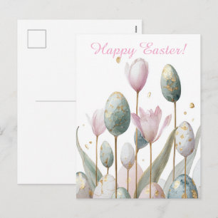 A beautiful painted Easter illustration featuring Holiday Postcard