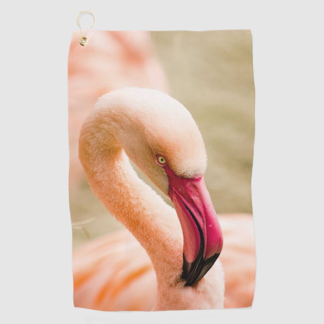 A Beautiful Pink Flamingo  Golf Towel (Front)