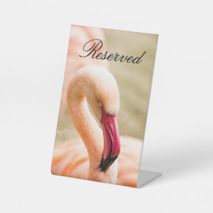 A Beautiful Pink Flamingo Reserved Pedestal Sign