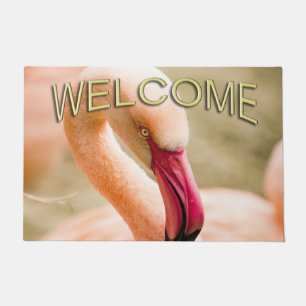 A Beautiful Pink Flamingo Welcome Doormat