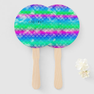 A beautiful range of mermaid-style colors     hand fan