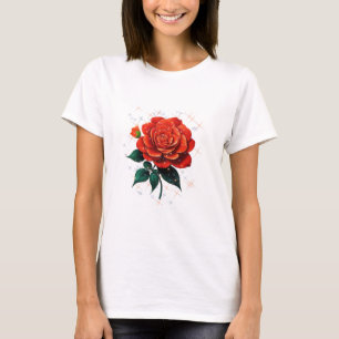 A beautiful  red Flowers T-Shirt