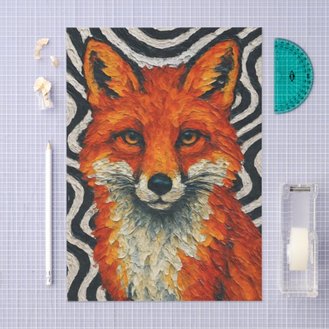 A beautiful red fox decoupage tissue paper (Craft)