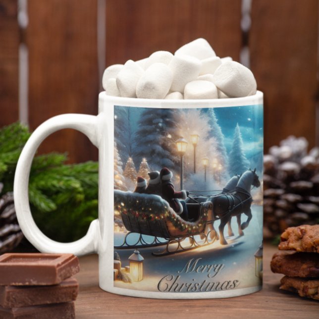 A Beautiful Sleigh Ride With Santa Latte Mug (You can get this Christmas design in the 11 inch mug or the latte mug.)
