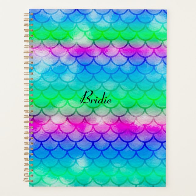 A beautiful spectrum of mermaid colours  notebook planner (Front)