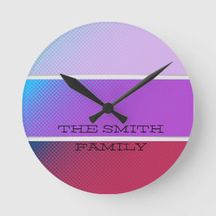 A beautiful spectrum of purple colours  round clock