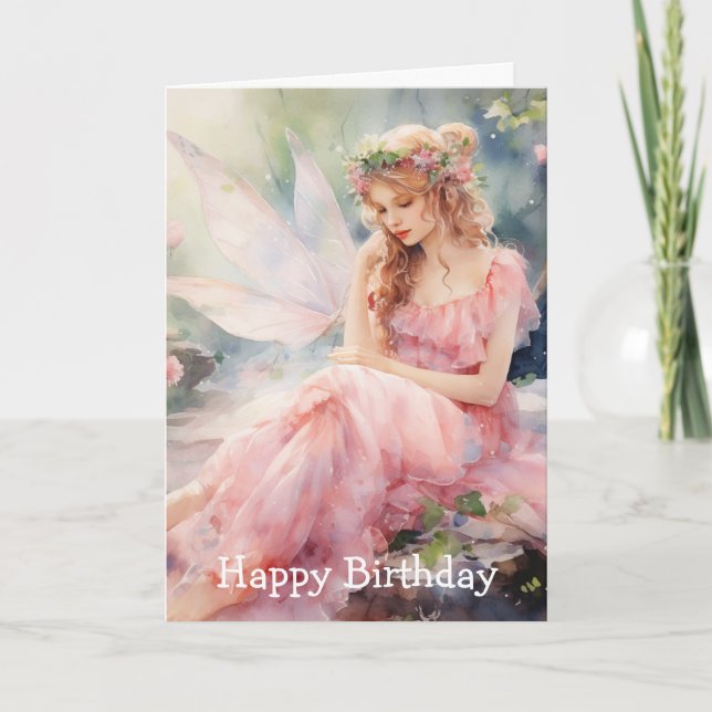 A Beautiful Spring Fairy Birthday Card (Front)