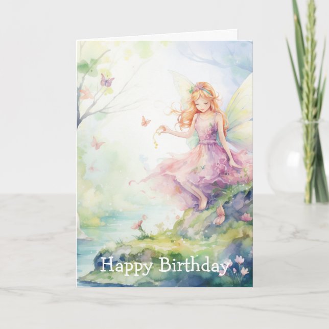 A Beautiful Spring Fairy Birthday Card (Front)
