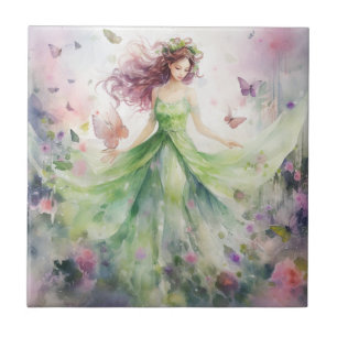 A Beautiful Spring Fairy Ceramic Tile