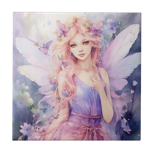 A Beautiful Spring Fairy Ceramic Tile (Front)