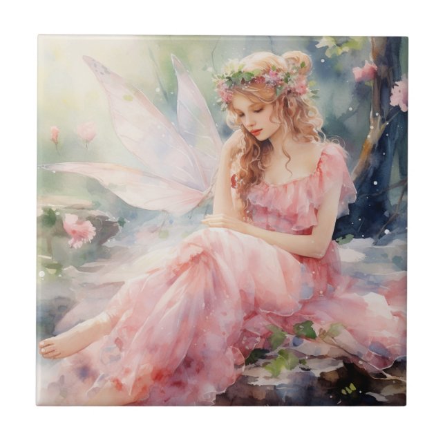 A Beautiful Spring Fairy Ceramic Tile (Front)