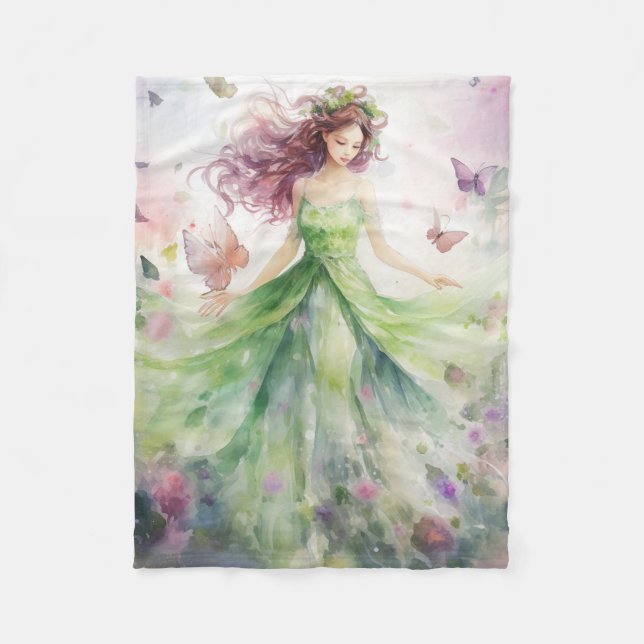 A Beautiful Spring Fairy Fleece Blanket (Front)