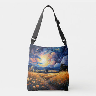 A Beautiful Starry Night Sky Illustration Crossbody Bag