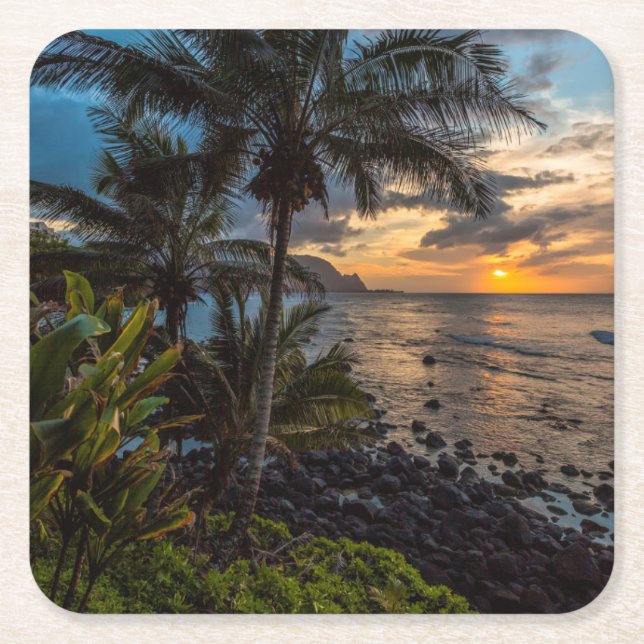 A beautiful sunset 2 square paper coaster (Front)