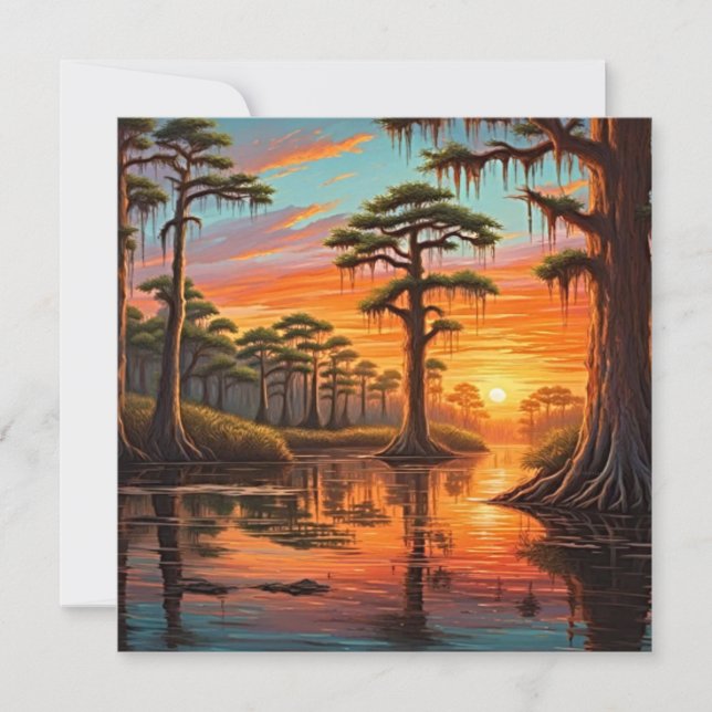 A beautiful sunset down on the Bayou Invitation (Front)