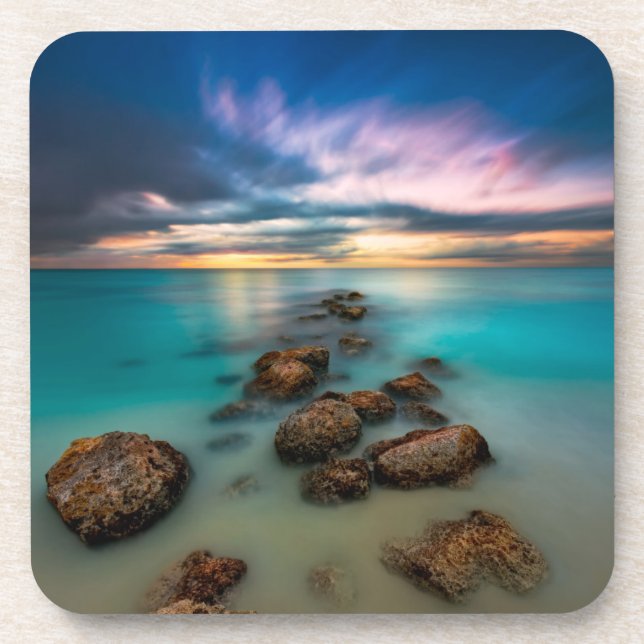 A Beautiful Sunset Over Grace Bay | Turks & Caicos Coaster (Front)